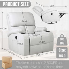 LEVELEVE Rocking Recliner Chair, Massage Rocker Recliner Chair with Vibration Massage and Heat, USB and Type-C Ports,360° Swivel Faux Leather Chairs, Living Room, Bedroom, Nursery, RV, Light Grey