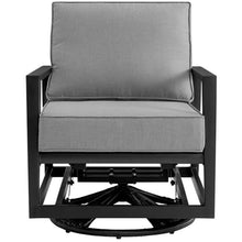 Afuera Living Aluminum Outdoor Swivel Glider Chair, Black Frame with Dark Grey UV-Resistant Cushions, 35" H x 31" W x 32" D, Modern Style Durable Patio or Garden Chair with Smooth Swivel Function