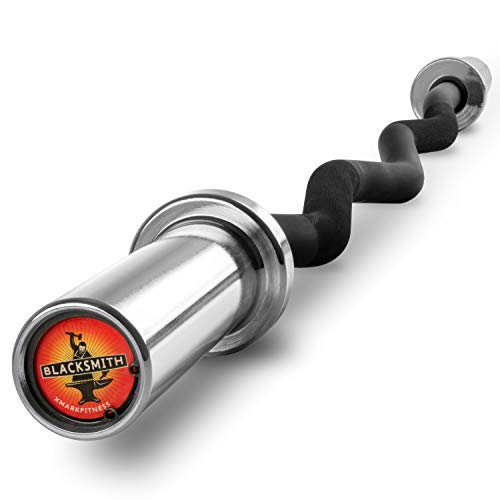 XMark Olympic Bar Curl Bar with Weights Offer, TRI-GRIP Olympic Weight Plates 115 lb Set, Black Manganese 28mm - Black