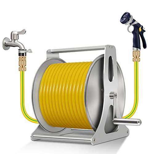 Portable Hose Reels,Stainless Steel Alloy Hose Reel,Hose Organizer,Sturdy Durable,Easy to Use,for Garden Yard, Hose Cart+25m Pipe