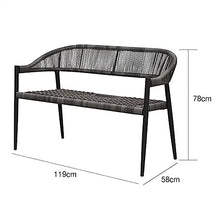 Outdoor Bench All-Weather Patio Rattan Bench, 2-Seater Outdoor Rattan Bench with Round Coffee Table, PE Rattan Patio Furniture Set for Balcony Deck Backyard Garden Bench (Size : Set of 1)