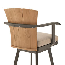 HomeRoots 40" Brown Metal Swivel Outdoor Counter Height Bar Chair with Footrest Brown