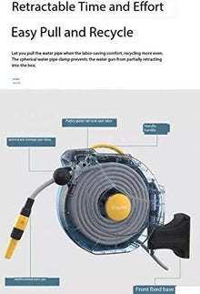 Retractable Garden Hose Reel, 20m Automatic Recycling Hose Cart, Wall-Mounted with 180° Rotating Bracket for Easy Watering and Storage