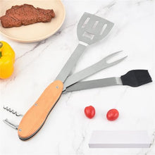 OEKFVCHVZ BBQ Stainless Steel Grill Fork Oil Brush Frying Shovel Combination