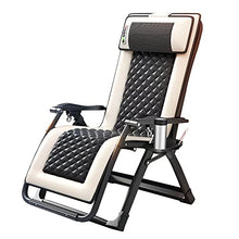 XZSBDXHH Oversized Zero Gravity Chair Folding with Massage Heating Function Back Adjustable Any Angle Lawn Recliner Reclining Patio Lounger Chair Portable Chaise with Holder (Beige)