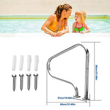 MSHOSAC Pool Handrail Pool Handrails 304 Stainless Steel Swimming Pool Handrail, Pool Hand Rail for Inground Pools and Spa, 3-Bend Pool Stair Railing, Silver (Thick 1mm)