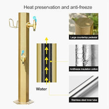 Frost-Free Outdoor Faucet with Spray Gun, Vertical Garden Water Column, Freeze-Proof Hose Bib, Freestanding Hose Stand, Ideal for Winter Use