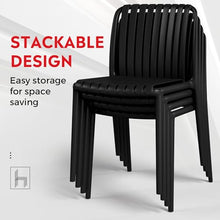 Costaelm Sunshine 5-Piece Outdoor Metal Dining Table Set and Stackable Resin Patio Chairs, Black