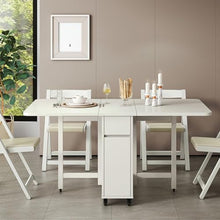 MATISUN Solid Wood Foldable Dining Table and Chair Set, Folding Dining Table with Chairs for Restaurant, Warehouse, Home, Kitchen, Garage (Wood,1.3m(4 Chairs))