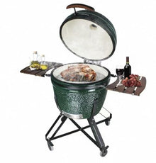 JOSOGO 26 Inch Large Outdoor BBQ Grill, European American Style Big Iron Egg Ceramic Smoker Roaste(Dark Green)