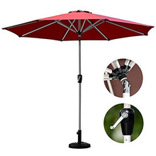 USZWBY Red Garden Parasol with Hand-Crank Lift & Tilt,Outdoor Sun Shade Umbrella for Beach/Pool/Patio/Coffee,2.7m