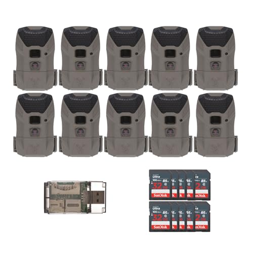 Wildgame Innovations Wraith 2.0 Lightsout Trail Camera Bundle with 40 Infrared LEDs, 32GB Memory Cards & USB Card Reader (10-Pack)