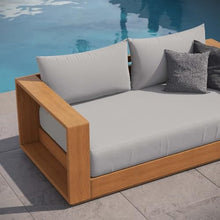 Modway Tahoe Acacia Wood Outdoor Patio Loveseat Natural Light Gray