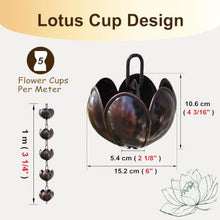 WAHHWF Large Cup Lotus Rain Chain for Gutters, Adjustable Length