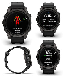 Wearable4U Garmin epix Pro (Gen 2) Sapphire Edition Smartwatch with Black White Earbuds Bundle Carbon Gray Titanium/Black