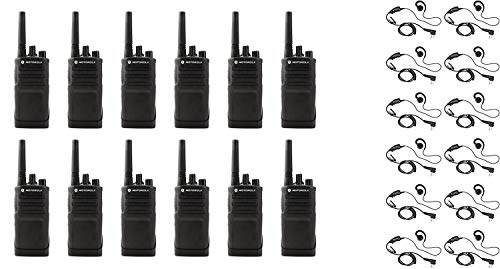 SR-Moto RMU2080 UHF 2W 8-Channel Two-Way Radio with HKLN4604 C-Ring Headset (12 Pack)