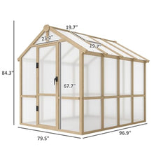 Solid Wood Greenhouse,Walk-in Outdoor Greenhouse with 0.24" Thick Panels, Top Vent & Lockable Door for Backyard, Garden