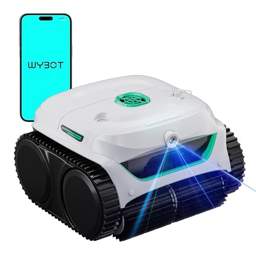 WYBOT C2 Vision 2026 New Cordless Robotic Pool Cleaner with AI Vision, Powerful Suction Pool Vacuum for Inground Pools, Ultra-fine Filtration, Wall&Waterline Cleaning, White with Green Outlet