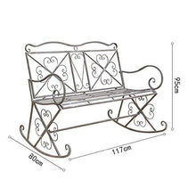 ELUKHT Household Garden Courtyard Metal Rocking Chair, Vintage Old Hollow Double Rocking Chair, Outdoor Furniture Balcony Swing Seat, Suitable for Backyard, Lawn, Balcony, Terrace