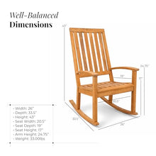 POVL Outdoor Calera Indonesian Teak Rocking Chair – Weather Resistant, Solid, High Back Porch Rocker Teak Outdoor Chairs - for Patio, Fire Pit, Deck, Backyard and Balcony