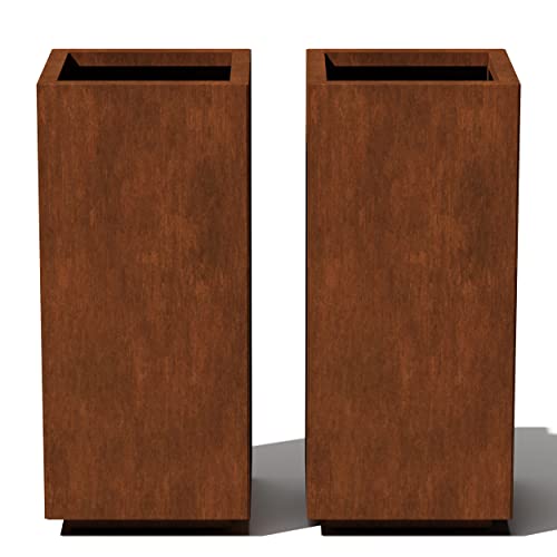 Veradek Corten Steel Series Pedestal Planter - Tall Corten Steel Planter for Outdoor Porch/Patio | Naturally Rusting Steel for All-Weather Use | Modern Rustic Décor for Tall Plants, Trees, Flowers
