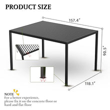 ANTSKU 10'x13' Louvered Aluminum Pergola with Adjustable Retractable Roof Black