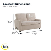 Serta® Darnold 53.5" Pull-Out Sleeper Loveseat, Twin Size, Dreamcoil® Comfort, Memory Foam Pull-Out Mattress, USB-C and USB-A Power Ports, Soft Corduroy Fabric, Beige