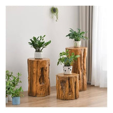 LUYOUBOZHU Vase Stand Imitation Wooden Pile Resinous Plant Base, Multifunctional Decorative Display Stand