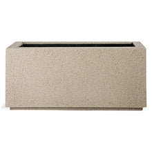 PolyStone Argentine Modern Outdoor/Indoor Rectangular Trough Planter - 36" x 16" x 16" H - Lightweight Weather Resistant Stone-Look Resin Planter - Commercial & Residential - Sandstone Granite