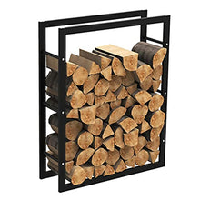 EliteBloom Heavy Duty Fireplace Log Rack Firewood Holder Adjustable Metal Firewood Storage Rack for Outdoor and Indoor Use Black Color Easy to Assemble,