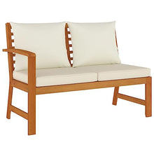LKJVFCPW 7 Piece Patio Dining Set, Acacia Wood Outdoor Furniture with Cushions, Modular Garden Sofa and Table Set, Rustic Terrace Seating Group, Brown