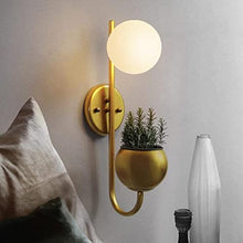 Retro BedroomGlass Ball Plant LED Wall Lamp Nordic Bedside Restaurant Mirror Wall Lighting Fixtures (Color : A) (B)