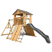 Backyard Discovery Endeavor Cedar Swing Set with Gray Wave Slide