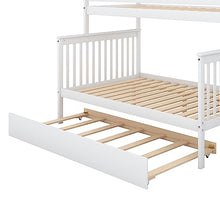 BOVZA Wooden Twin Over Full Bunk Bed with Trundle & Storage Staircase White