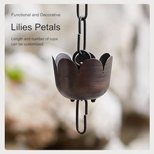 YUSIWOAL Pewter Rain Chain Petals Cups for Gutter Downspout Alternative, Adjustable Copper Rain Catcher for Eaves Drainage(Style1,300cm (10ft))