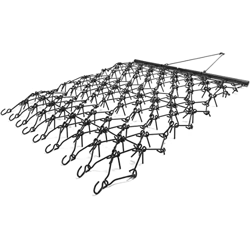 Titan Attachments Heavy Duty Drag Harrow 7 FT x 8 FT Leveling Grading Steel Mesh, 3/8in Tines, Tow Behind Agricultural-Style Drag