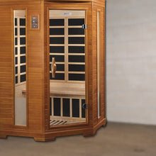 DYNAMIC SAUNAS Hemming 2 Person Infrared Corner Sauna Dark Honey Stain