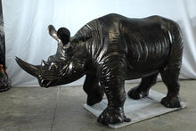 NIFAO Rhinoceros Aluminum Statue, Large Wildlife, 60" L x 17" W x 35" H