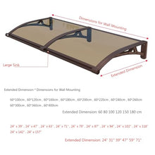 Outdoor Door Awning Shelter UV, Snow & Water Resistant Polycarbonate Canopy for Front Door, Back Porch, Patio Sizes 60-150 cm, 60 * 180 cm