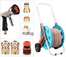 CFDZCP Portable Hose Pipe Reel，Garden Water Hose Storage cart Set，Multi-Function Sprinkler Nozzle for Garden Watering and Flushing，Outside Water Pipe Rack Winding Tool(with 70m Hose)