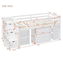 RORIGAT Twin Size Loft Bed with Desk, Storage Stairs & Shelves, White