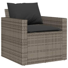 Garden Sofa Set Grey, 6-Piece Outdoor Patio Furniture Set with Table, Weather-Resistant PE Rattan & Steel Frame, Modular Sectional Sofa for Backyard, Balcony, Garden, Includes Thick Cushions
