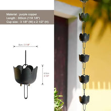 YUSIWOAL Pewter Rain Chain Petals Cups for Gutter Downspout Alternative, Adjustable Copper Rain Catcher for Eaves Drainage(Style1,300cm (10ft))