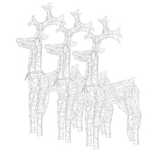 3 Pcs Lighted Reindeer Christmas Decorations Set, 39.4 Inch Large Standing Acrylic Deer Figurines, 8 Lighting Modes, Waterproof LED Outdoor Holiday Lawn Art, Cool White
