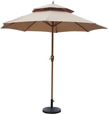 Umbrellas 9ft / 270cm Double Top Garden Patio Umbrella with Crank Handle, Sun Shade Waterproof Protection For Terrace, Balcony, Pool, Beach (Color : Dark Green) (Khaki)