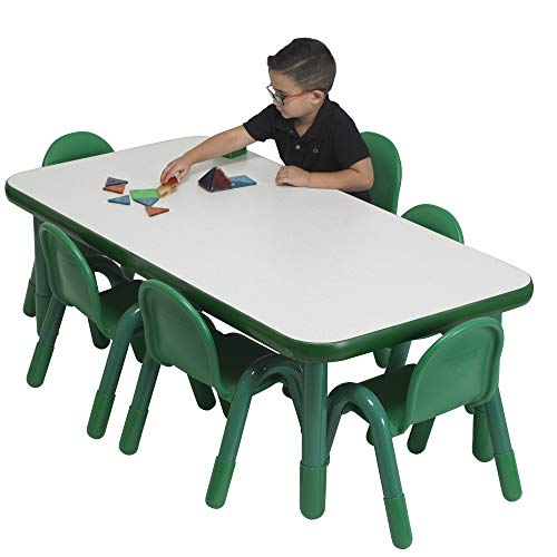 Angeles Baseline Preschool Rectangular Table & Chair Set Solid Green