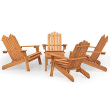 HKTMGDNG 5 Piece Solid Acacia Wood Adirondack Patio Lounge Set