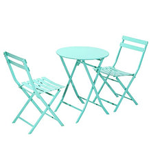 ZDJZMGZ Premium Metal Bistro Patio Furniture Sets 3 Piece,Protable Outdoor Folding Table and Chairs Set,Folding Dining for Kitchen Balcony-Gray 2 Chairs + 1 Table (Light Blue 2 Chairs + 1