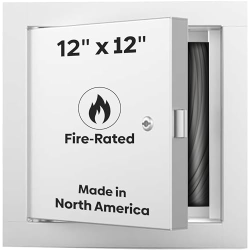 Best 12” x 12” Un-Insulated Fire Rated Metal Access Panel with 1” Flange, 16 Gauge Steel Access Door with Reinforced Edges & Hidden Hinge, Self-Closing/Latching, Inside Latch Release, BA-FB-5060