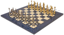 The Chess Store Napoleon Theme Brass & Nickel Chess Set with Blue Ash Burl Board